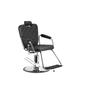 Sillón de barbería Texas con sistema reclinable neumático y estructura de acero cromado